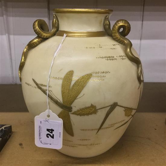 Royal Worcester vase with snake handles